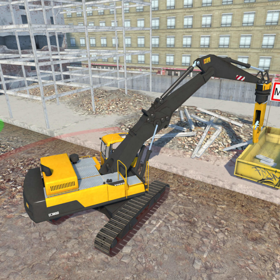 Yellow banded machine cuts iron beams and puts in metal binge